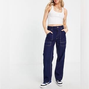 Polo Denim & Supply Womens Contrast Stitch Carpenter Pants 16 Blue Gorpcore